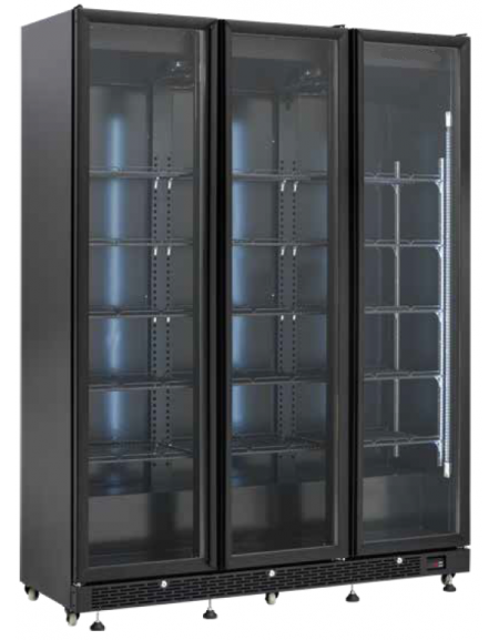 Vetrina refrigerata per bibite in acciaio verniciato nero - Temp +2/+10°C - Lt 1200- Classe C - cm 150x39,5x167h