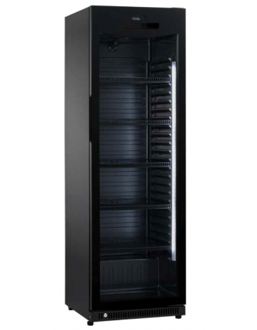 Vetrina refrigerata per bibite in acciaio verniciato nero - Temp 0/+10°C - Lt 382 - Classe E - cm 59,5x61x185h