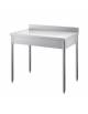 Tavolo da lavoro in acciaio inox su gambe tonde senza ripiano con alzatina - cm 130x60x85/90h