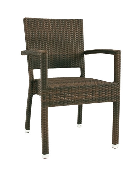 Poltroncina con braccioli, struttura in alluminio, rivestita in filo di polietilene - colori a scelta - cm 41x43x86h