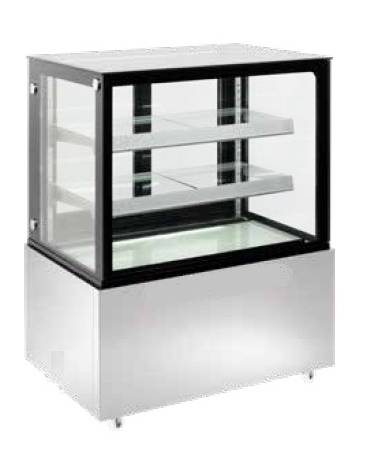Espositore refrigerato pasticceria in acciaio inox - ventilato 0/+12°C - Capacità Lt 300 - Classe B  - cm 94x68,8x120h