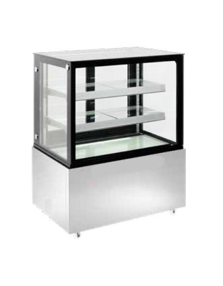Espositore refrigerato pasticceria in acciaio inox - ventilato 0/+12°C - Capacità Lt 300 - Classe B  - cm 94x68,8x120h