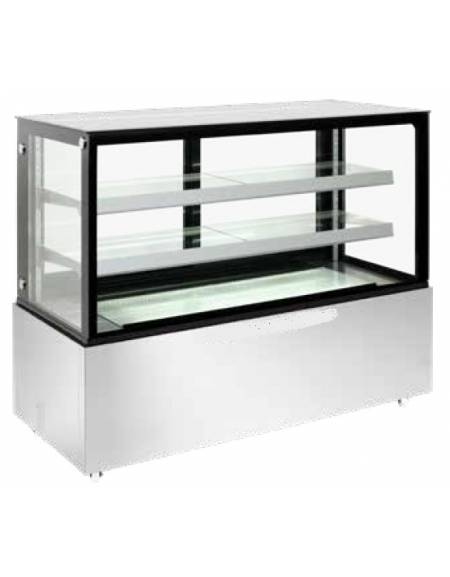 Espositore refrigerato pasticceria in acciaio inox - ventilato 0/+12°C - Capacità Lt 510 - Classe B - cm 154x68,8x120h