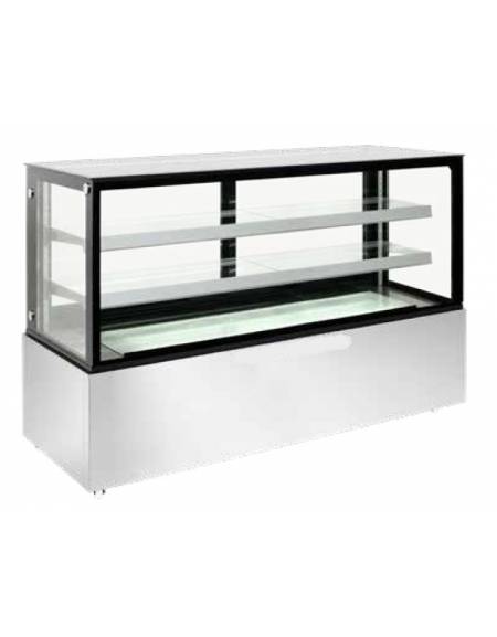 Espositore refrigerato pasticceria in acciaio inox - ventilato 0/+12°C - Capacità Lt 610 - Classe C - cm 184x68,8x120h