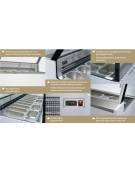 Vetrina gelati ventilata -12°-22°C con capacità N° 10 vaschette da Lt. 5 - Vetri alti dritti e Motore interno - cm 140,8x85x130h