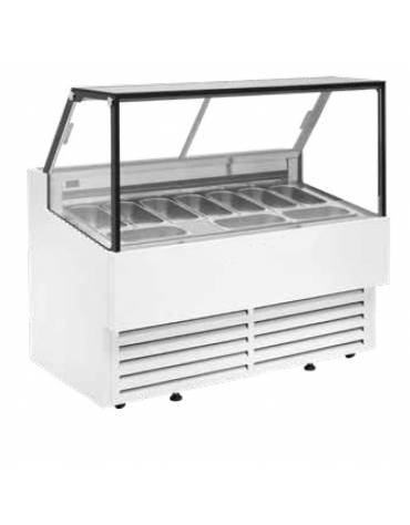 Vetrina gelati ventilata -12°-22°C con capacità N° 10 vaschette da Lt. 5 - Vetri alti dritti e Motore interno - cm 140,8x85x130h