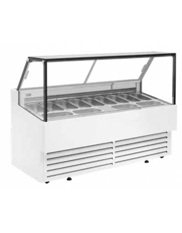 Vetrina gelati ventilata -12°-22°C con capacità N° 13 vaschette da Lt. 5 - Vetri alti dritti e Motore interno - cm 176,4x85x130h