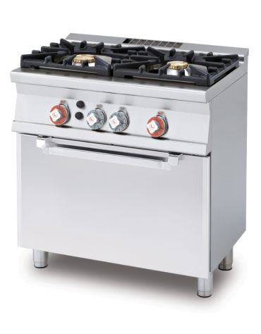 Cucina a gas 2 fuochi su forno a gas statico con grill, camera cm 67x38x34h, 1 griglia - cm 80x55x90h