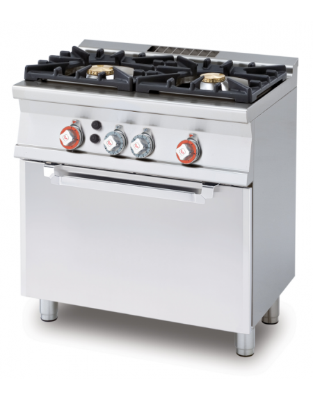 Cucina a gas 2 fuochi su forno a gas statico con grill, camera cm 67x38x34h, 1 griglia - cm 80x55x90h