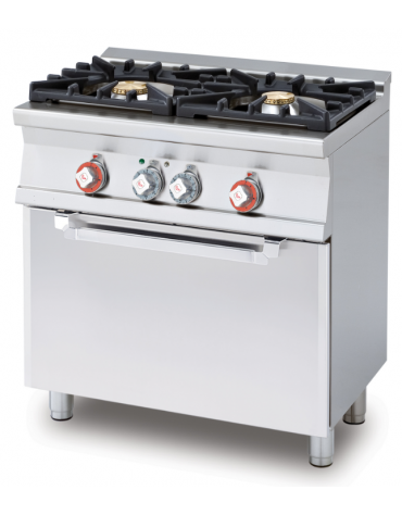 Cucina a gas 2 fuochi su forno elettrico statico con grill, camera cm 67x38x34h, 1 griglia - cm 80x55x90h