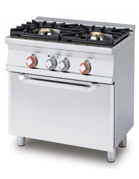 Cucina a gas 2 fuochi su forno elettrico statico con grill, camera cm 67x38x34h, 1 griglia - cm 80x55x90h
