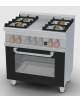 Cucina a gas 4 fuochi su forno a elettrico statico con grill, porta a vetro,  camera cm 64x42x35h, 1 griglia - cm 80x60x90h