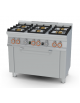 Cucina a gas 6 fuochi su forno a gas statico con grill, porta cieca inox camera cm 64x39x35h, 1 griglia - cm 100x 60x 90h