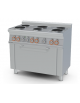 Cucina elett. trifase-12,05kw, 6 piastre, forno elett. multifunzione, camera cm64x37x35h GN1/1, porta cieca inox - cm 100x60x90h