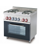 Cucina elettrica trifase-8,62kw, 4 piastre, forno elettrico statico con camera cm 64x42x35h, porta in vetro - cm 80x60x90h