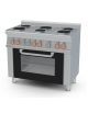 Cucina elettrica trifase-11,62kw, 6 piastre, forno elettrico statico con camera cm 64x42x35h, porta in vetro - cm 100x60x90h