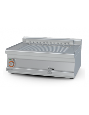 Griglia elettrica da banco trifase-6,72kw, con griglia cm 55x35 ribaltabile, con cottura diretta su resistenza - cm 80x60x28h