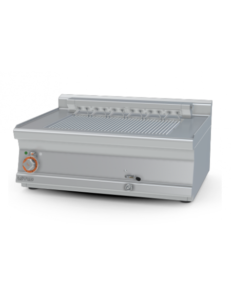 Griglia elettrica da banco trifase-6,72kw, con griglia cm 55x35 ribaltabile, con cottura diretta su resistenza - cm 80x60x28h