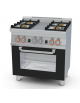 Cucina a gas 4 fuochi su forno a gas statico con grill, porta in vetro, camera cm 64x39x35h, 1 griglia - cm 80x60x90h