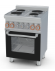 Cucina elettrica trifase-9,05kw, 4 piastre, forno elettrico multifunzione con camera cm 46x37x35h, porta in vetro - cm 60x60x90h