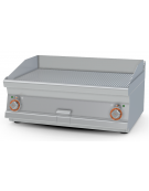 Fry top elettrico trifase-9kw da banco, piastra rigata doppia cm 79,5x45, r. temp. 50 a 300 °C - dim. 80x60x28h