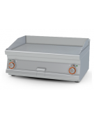 Fry top elettrico trifase-9kw da banco, piastra rigata cromata doppia cm 79,5x45, r. temp. 50 a 300 °C - dim. 80x60x28h