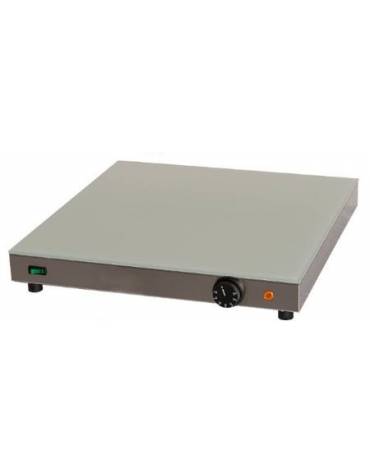 Piano caldo in acciaio inox con piastra in vetro temperato  - Potenza 600 W - mm 500x500x70h