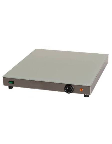 Piano caldo in acciaio inox con piastra in vetro temperato  - Potenza 600 W - mm 500x500x70h