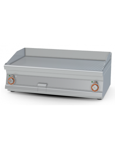 Fry top elett. trifase-11,25kw da banco, piastra rigata doppia cromata cm 99,5x45, r. temp. 50 a 300 °C - dim. 100x60x28h