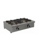 Fornellone a gas in acciaio inox - potenza 6500 W + 6500 W - 2 fuochi mm 680x490x210h