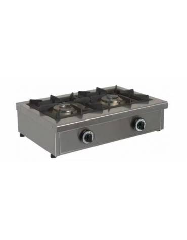 Fornellone a gas in acciaio inox - potenza 6500 W + 6500 W - 2 fuochi mm 680x490x210h