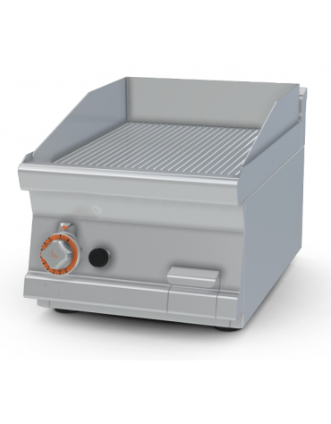 Fry top a gas da banco, 6 kw, piastra rigata, consumo gas 0,181m³/h - sup. di cottura cm 39,5x45  - cm 40x60x28h