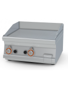 Fry top a gas da banco, 9 kw, piastra doppia rigata, consumo gas 0,265m³/h - sup. di cottura cm 59,5x45  - cm 60x60x28h