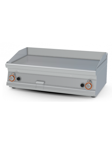 Fry top a gas da banco, 15 kw, piastra doppia liscia, consumo gas 0,434m³/h - sup. di cottura cm 99,5x45  - cm 100x60x28h