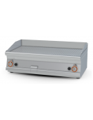 Fry top a gas da banco, 15 kw, piastra doppia rigata cromata, cons. gas 0,434m³/h - sup. di cottura cm 99,5x45  - cm 100x60x28h