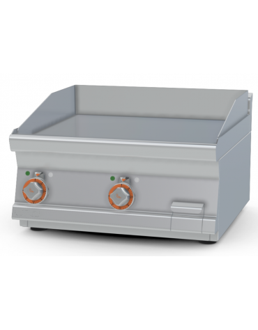 Fry top elettrico trifase-6,75kw da banco, piastra liscia cromata doppia, r. temp. 50 a 300 °C - dim. 60x60x28h
