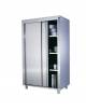 Armadio verticale in acciaio inox con 2 ante scorrevoli per ristorazione - Dimensioni cm 140x50x170h