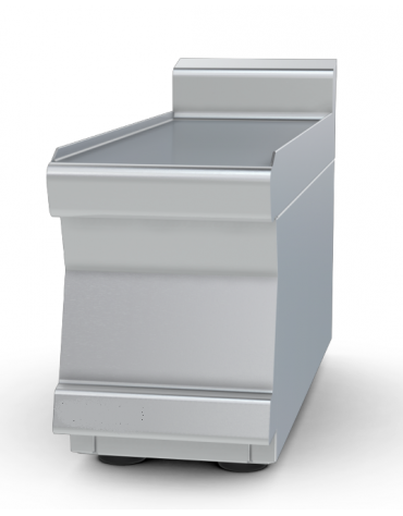 Piano di lavoro in acciaio inox CrNi 18/10 AISI 304 con alzatina posteriore, senza cassetto - cm 20x60x28h