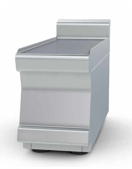 Piano di lavoro in acciaio inox CrNi 18/10 AISI 304 con alzatina posteriore, senza cassetto - cm 20x60x28h