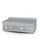 Piano di lavoro inox CrNi 18/10 AISI 304 con alzatina posteriore, con 2 cassetti cm 51x47x15h e 31x47x15h - cm 100x60x28h