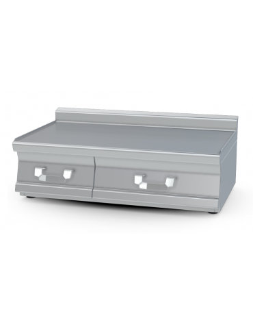 Piano di lavoro inox CrNi 18/10 AISI 304 con alzatina posteriore, con 2 cassetti cm 51x47x15h e 31x47x15h - cm 100x60x28h