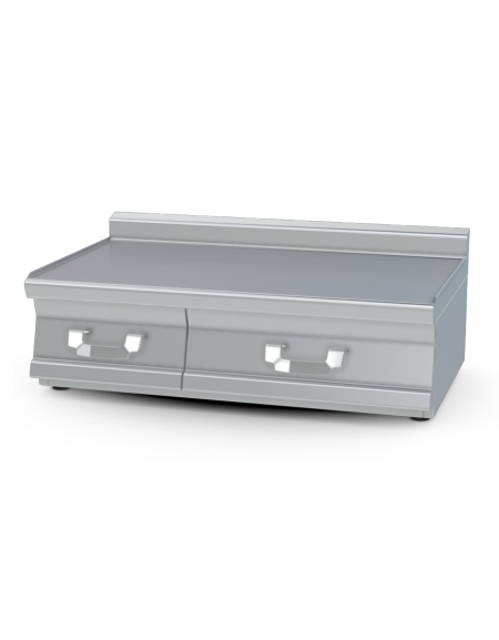 Piano di lavoro inox CrNi 18/10 AISI 304 con alzatina posteriore, con 2 cassetti cm 51x47x15h e 31x47x15h - cm 100x60x28h
