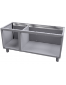Base neutra a giorno per uso professionale in acciaio inox CrNi 18/10 AISI 304, cm 120x 48,5x 57h