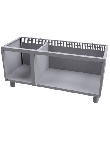 Base neutra a giorno per uso professionale in acciaio inox CrNi 18/10 AISI 304, cm 120x 48,5x 57h