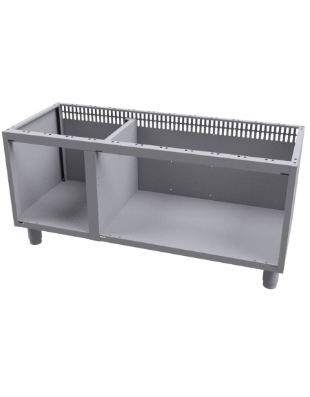 Base neutra a giorno per uso professionale in acciaio inox CrNi 18/10 AISI 304, cm 120x 48,5x 57h