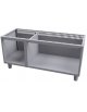 Base neutra a giorno per uso professionale in acciaio inox CrNi 18/10 AISI 304, cm 120x 48,5x 57h