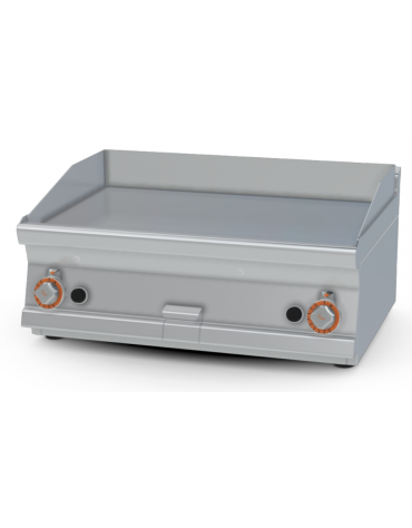 Fry top a gas da banco, 12 kw, piastra doppia liscia, consumo gas 0,349m³/h - sup. di cottura cm 59,5x45  - cm 80x60x28h