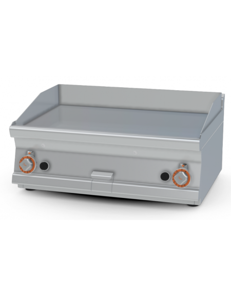 Fry top a gas da banco, 12 kw, piastra doppia liscia, consumo gas 0,349m³/h - sup. di cottura cm 59,5x45  - cm 80x60x28h