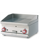 Fry top a gas da banco, 12 kw, piastra 1/2 liscia-1/2 rigata, consumo gas 0,349m³/h - sup. di cottura cm 79,5x45  - cm 80x60x28h