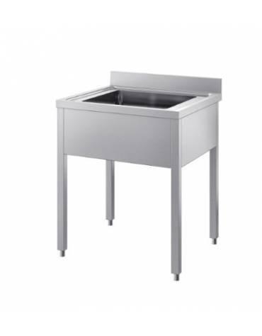 Lavatoio inox 1 vasca senza ripiano Dimensioni cm.80x70x85/90h
